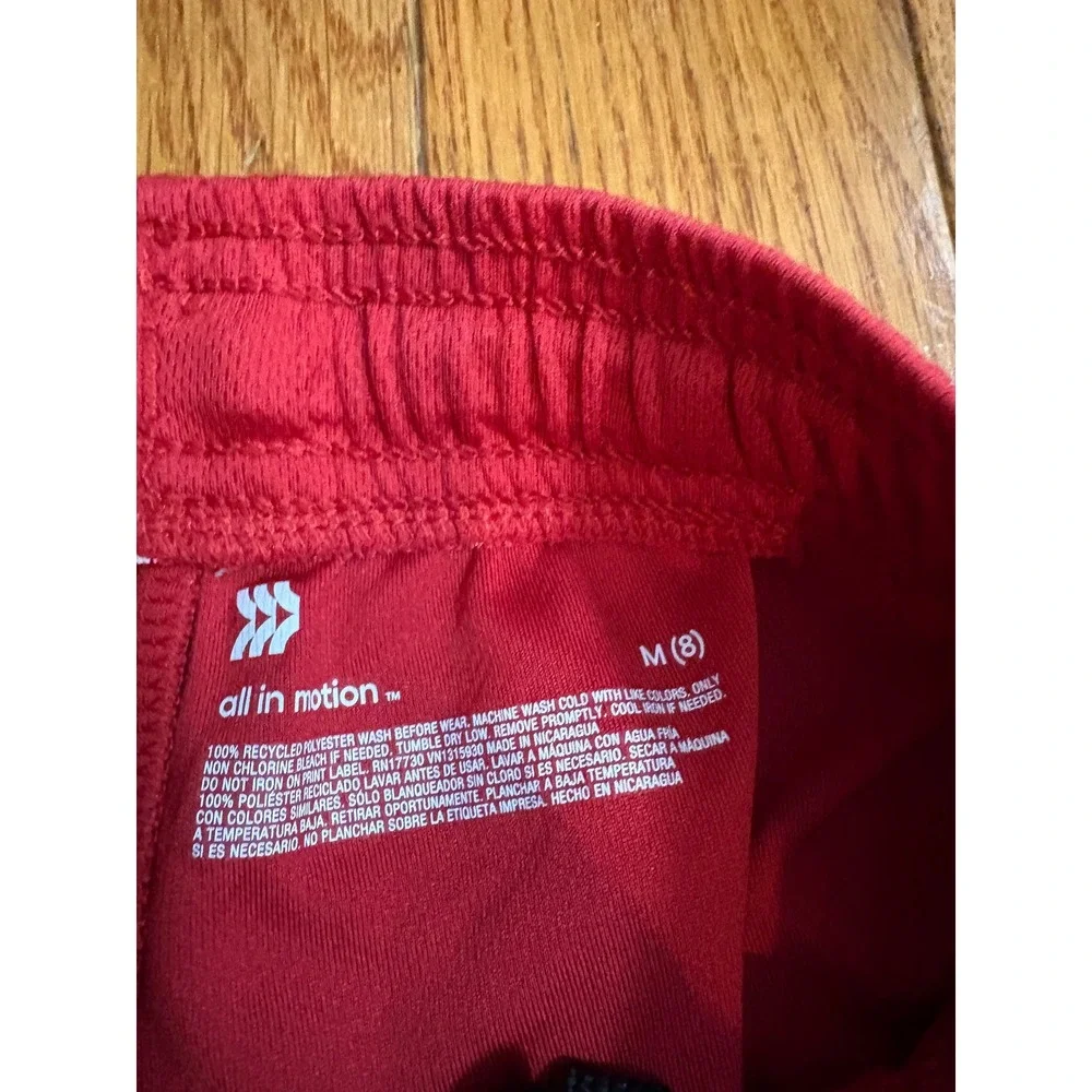 All in Motion Boys Red Mesh Athletic Shorts Size M 8 Drawstring Pockets